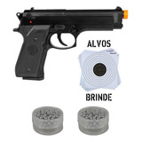 Pistola Arsotif Kwc M92 6mm Mola + 2 Esferas Alumínio + Alvo