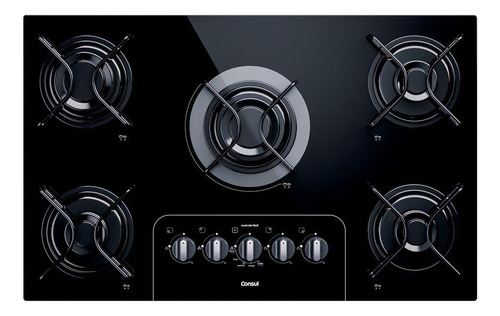 Cooktop Consul 5 Bocas Vidro Preto Chama Rápida Bivolt