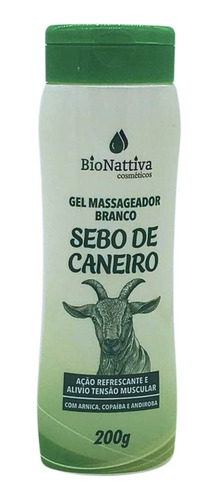 Gel Massageador Branco Sebo De Carneiro Bionattiva 200g