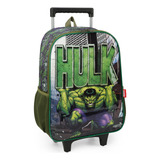 Mochila Infantil Escolar Rodinhas Alça Verde Hulk - Luxcel Cor Preto