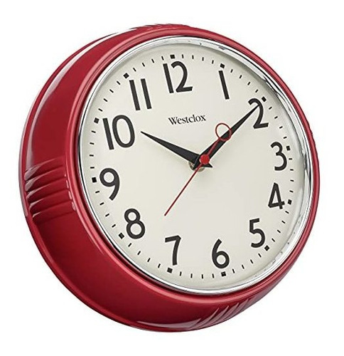 Reloj De Cocina Retro 1950 Westclox, 9.5-pulgadas, Rojo.