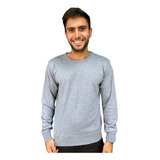 Sweater Liso Gris Bremer Pullover Vestir Algodon Invierno
