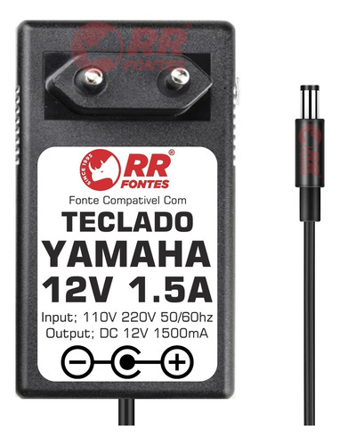 Fonte Dc 12v Pra Teclado Yamaha Pss-130 Psr-77 Pss-14 Psr-78