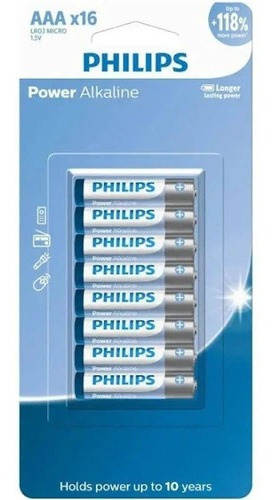 Pilha Aaa Philips Alcalina Kit C/16 Pilhas Palito