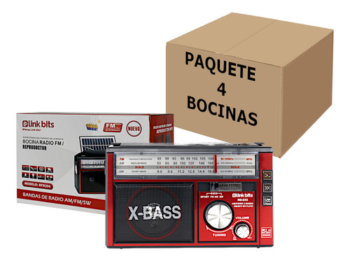 Bocina Bluetooth Radio Am Fm Sw Lampara Carga Solar 4piezas