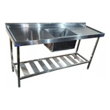 Pia Industrial Aço Inox 180cm X 60cm X 90cm + Cuba 50x40x30