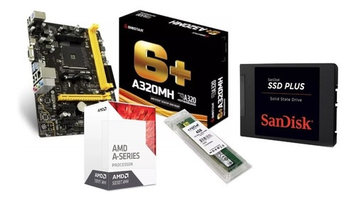 Kit Gamer A6 9500 Am4 + Mb  A320mh + 4 Gb Mem + Ssd 120 Gb