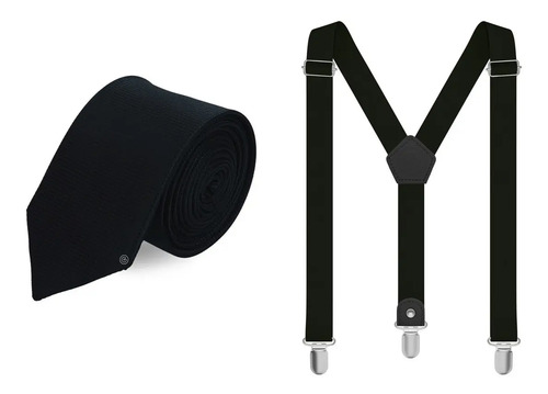 Kit De Corbata Y Tirantes - Clásico Con Piel - Grin Accs