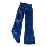 Calça Infantil Puro Country Jeans Flare Cavalinho Strass