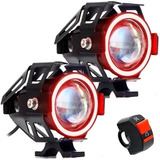 Par Farol De Milha Led 30w Moto Angel Eyes 12v Botão Off/on