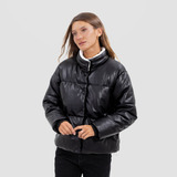 Parka Acolchada De P.u. Negra Mujer Raindoor