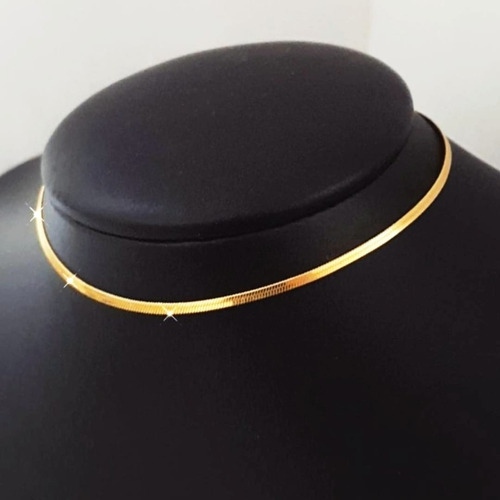 Colar Feminino Gargantilha Choker Laminada Folheado A Ouro