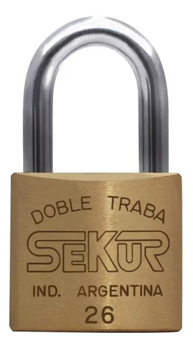 Candado Sekur 26mm Bronce Doble Traba A Bolilla C/ 2 Llaves