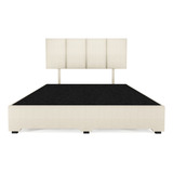 Cama Recamara Base Box Madera Tapiz Napole Individual Beige