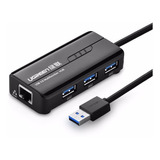 Hub 3 Usb 3.0 Con Ethernet Rj45 Gigabit  Ugreen Megatecnolog