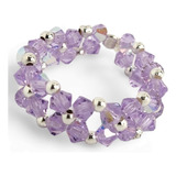 Anillo Sin Fin Cristal Swarovski Elements Plata Violet Ab 