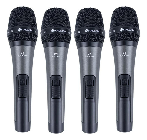 Kit 4 Microfones De Mão K2 Vocal S/ Cabo Kadosh
