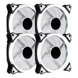 Kit 4 Cooler Fan 120mm 12cm Led Branco Ring Gamer Ventoinha