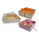 25 Cajas 20x20x6 Cms Tapa Transparente Base Blanca Mod 1749