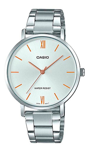 Reloj Casio Enticer Series Lady Ltp-vt01d-7budf Color De La Correa Gris Color Del Fondo Blanco