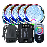  Kit 04 Luminária P Piscina 15w Rgb 1/2 21mm + Fonte + Touch