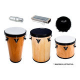 Kit Percussão Rebolo Timba Repique Pandeiro Ganzá Reco Reco