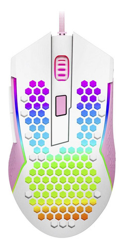 Mouse Gamer Redragon M987wp Reaping Elite Rgb Branco Rosa