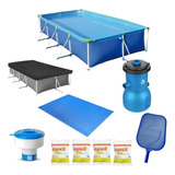 Kit Piscina 5000l Com Capa, Forro, Filtro, Clorador, Peneira