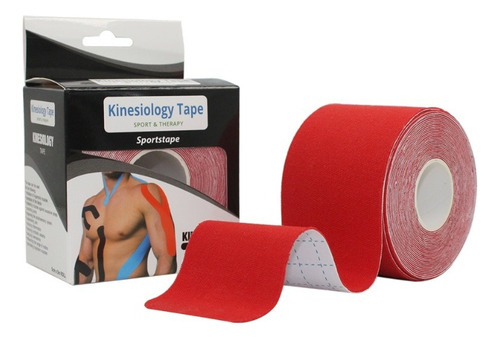 Tape Kinesiológico Hipoalergénico. Rollo De Cinta De 5cms*5m Color Rojo