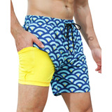 Traje De Baño Hombre 2 In 1 Shorts Para Playa Pantalones