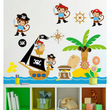 Vinil Decorativo Infantil Changos Barco Pirata Sala Estancia