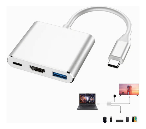 Adaptador Tipo C A Hdmi 4k Hub Convertidor Hub Usb3.0 3 En 1