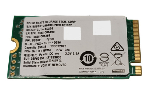 Ssd, M.2, 256 Gb, Nvme, Oem