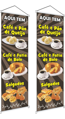 Kit Banners Café Pão De Queijo Bolo Salgados Padaria Lanche