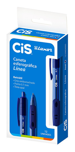 Kit Caneta Esferográfica Retrátil Cis Línea Azul 12 Unidades