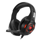 Audifono Gamer Headset Muspell Force: Hi-fi Beast Stf Color Negro Color De La Luz Rojo
