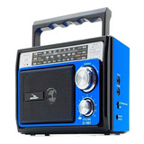 Radio Retrô Recarregável Am Fm Sw Usb Mp3 Auxiliar Cor Azul 110v/220v