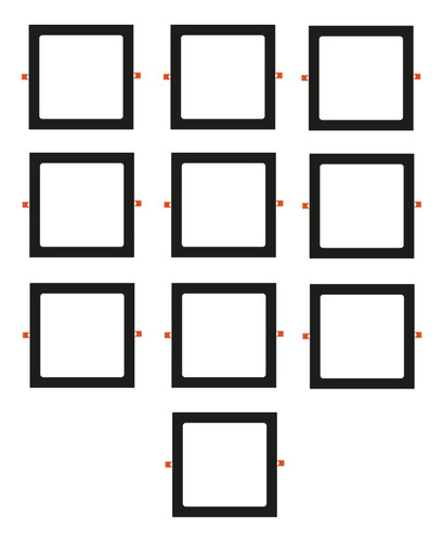 Foco Panel Led 18w Plafón Cuadrado 22cm Negro Embutido X10