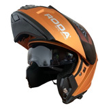 Casco Roda Pilot Naranja Metal Abatible Con Mica Repuesto