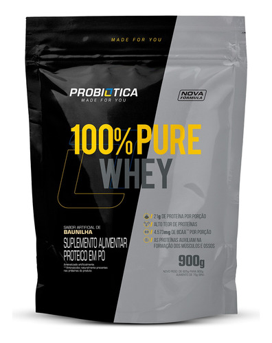  100% Pure Whey Refil 900g - Probiótica - Whey Concentrado