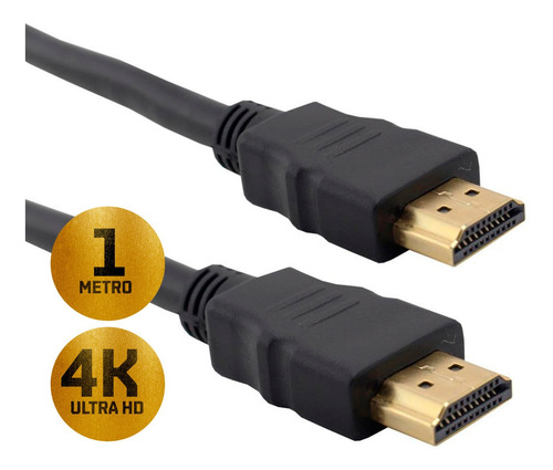 Cabo Hdmi Gold 1m 4k 3d Ultra Hd Blindado Tv Pc Notebook