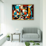 Quadro Decorativo Grande Luxo Sala Cubismo Mosaico 90x60cm