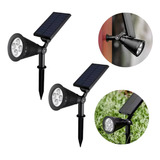 Lampara Solar Exterior Reflector Led Piso Pared Luz Fria X 2