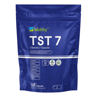 Testo 7 (l- Arginina,shilajit,tongkat Ali) 120 Caps Wellthy Sabor Sin Sabor | Envío gratis