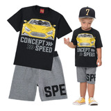 Conjunto Infantil Masculino Camiseta E Shorts Moletom Kyly