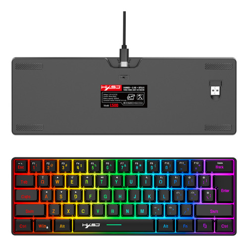 Cable/bluetooth Teclado Mecánico Rgb Para Juegos 61 Tecla