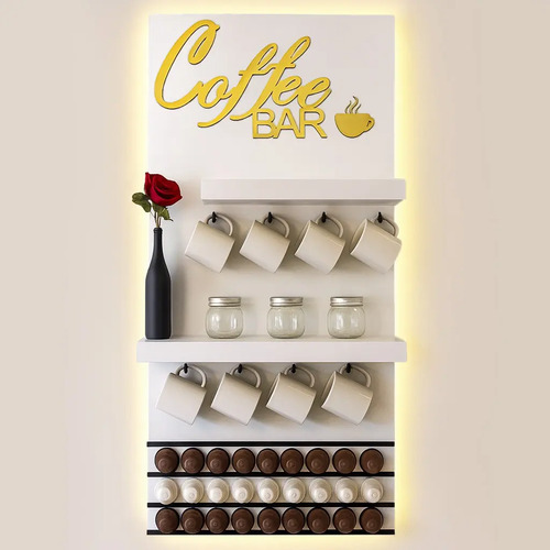 Repisa Flotante Coffee Bar Con Luz Led 55 X 115 Inalámbrica