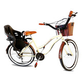 Bicicleta Aro 26 Retrô Com Cadeirinha Infantil Tras Bege