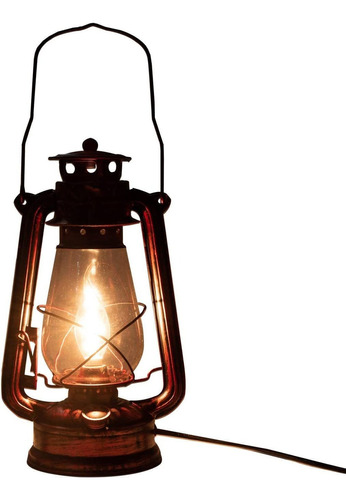 Vintage Rustic Old  Ed Lantern Lamp Plug In Nightstand ...