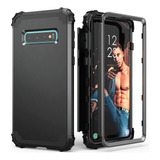 Funda Negra Heavy Duty Para Samsung Galaxy S10 Plus